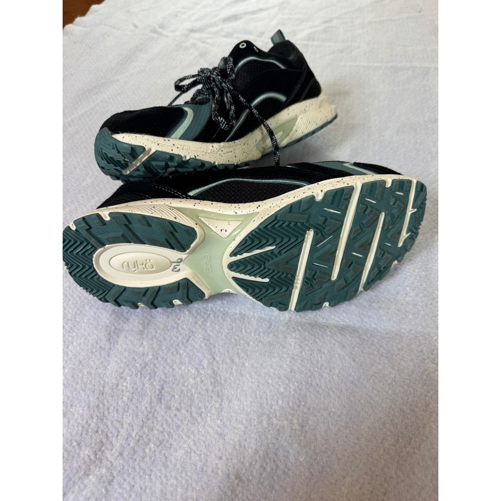 Ryka‎ Sky Walk Trail Womens Walking Shoes Black Teal 12W 903613 Memory Foam